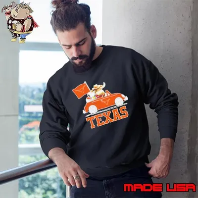 Snoopy and Bevo driving car Texas Longhorns shirt