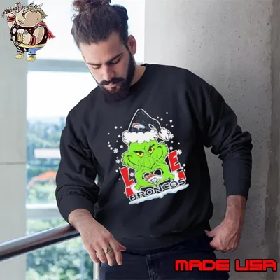 The Grinch Love Heart 2024 Denver Broncos Football Christmas Shirt