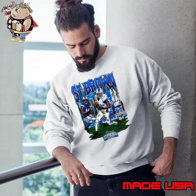 Amon Ra St. Brown 14 Detroit Lions Football flames art Sweatshirt