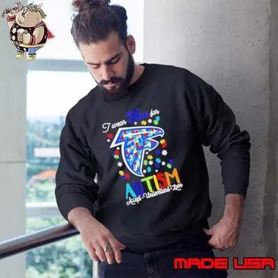 Atlanta Falcons I wear blue for Autism accept understand love Sweatshirt