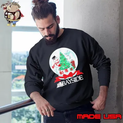 Bayside Snowglobe christmas Snowsman Bird Xmas Tree Sweatshirt