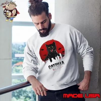 Catzilla Cat Japanese Blood Moon Sweatshirt