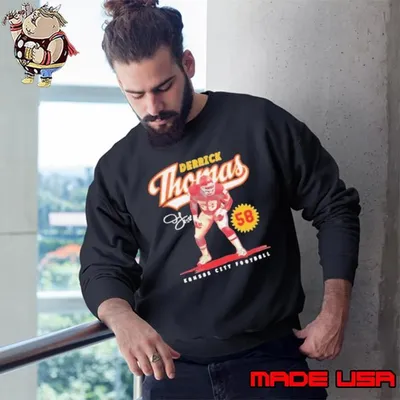Derrick Thomas 58 Kansas City Chiefs Football script signature Sweatshirt