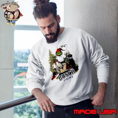 Grinch Busch light Hunting for Christmas Sweatshirt