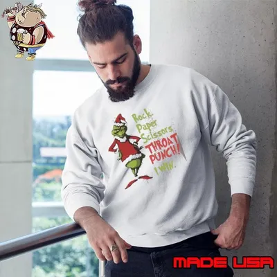 Grinch Christmas Rock Paper Scissor Throat Punch I Win shirt