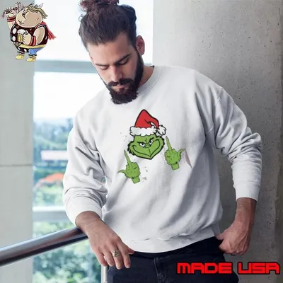 Grinch Middle Finger Hat Santa Christmas Grinch Face shirt