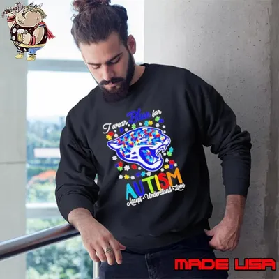 Jacksonville Jaguars I wear blue for Autism accept understand love T Sweatshirt