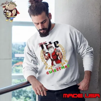 Miller Lite Santa Christmas shirt