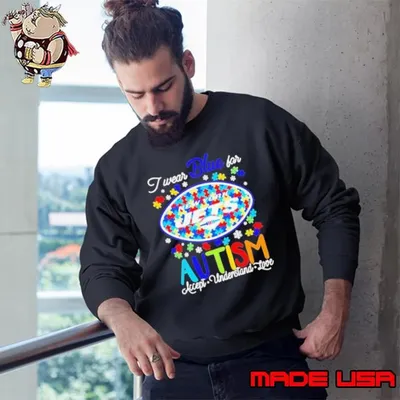 New York Jets I wear blue for Autism accept understand love Sweatshirt