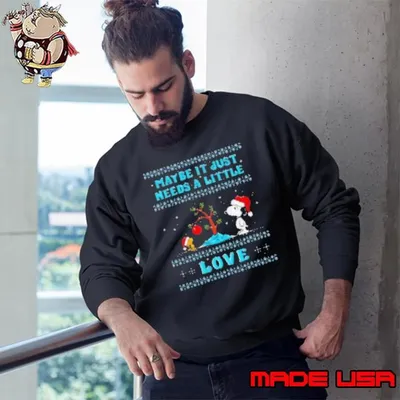 Snoopy and Woodstock maybe it just needs love Christmas Sweatshirt