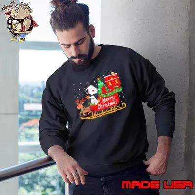 Snoopy sleigh Merry Christmas Sweatshirt