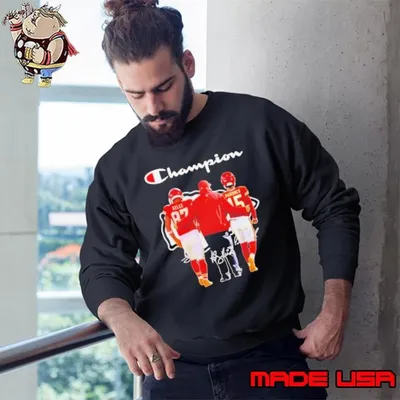 Champion Travis Kelce Andy Reid and Patrick Mahomes signatures Sweatshirt