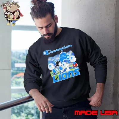 Snoopy Charlie Brown and Friends Champion Detroit Lions Sweatshirt
