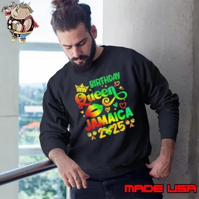 Funny Birthday Queen Jamaica 2025 Birthday Trip Vacation Sweatshirt