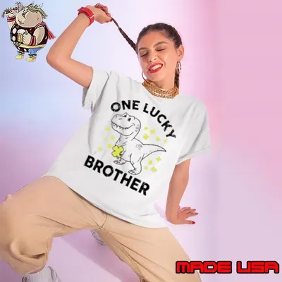 Good St Patrick's Day One Lucky Brother Dinosaur Irish Ladies tee
