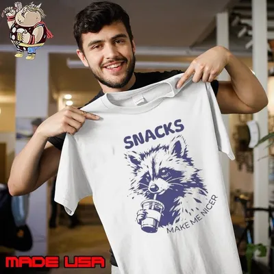 Raccoon Drink Coffee Snacks Make Me Nicer Shirt