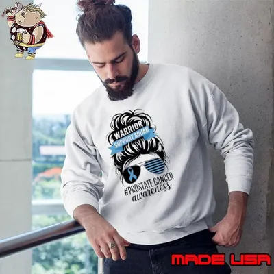 Warrior Support Squad Prostate Cancer Awareness Ribbon Messy Bun T-Shirt