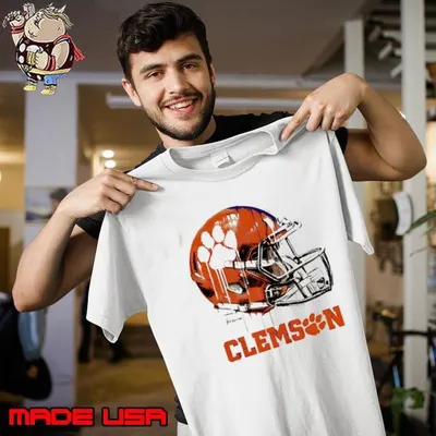 Clemson Tigers Youth Heather Dripping Football Helmet T Shirt