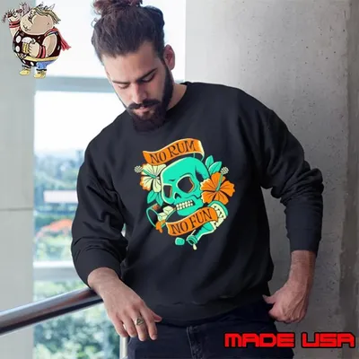 No rum no fun skull flower shirt