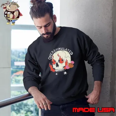 Overstimulated Skull Flames Sweatshirt