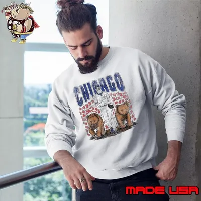 Skeleton and Bear Chicago Baseball Sweatshirt