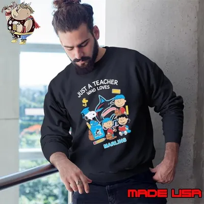 The Peanuts just a teacher who love Miami Marlins Sweatshirt