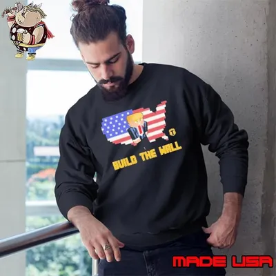 Trumpcraft Build The Wall American Flag Sweatshirt