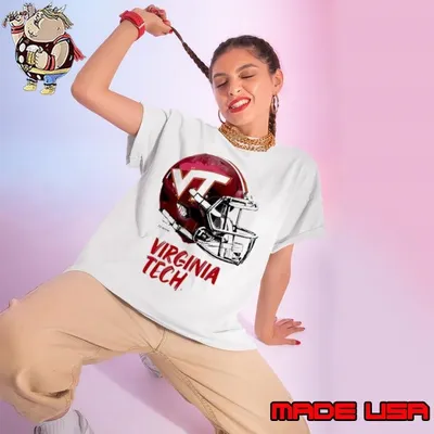 Virginia Tech Hokies Youth Heather Dripping Football Helmet Ladies tee