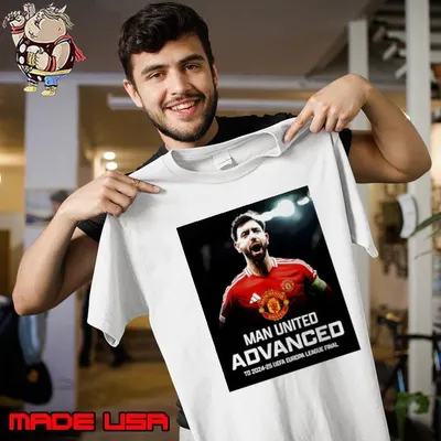 Bruno Fernandes Man United advanced to 2024-25 UEFA Europa league final poster shirt