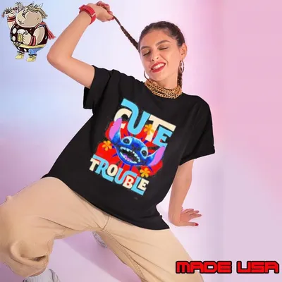 Disney Lilo Stitch Movie Live Action Stitch Cute Trouble Ladies tee