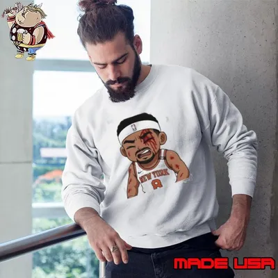 Josh Hart Knicks left bloodied after taking elbow to the face Celtics chibi shirt