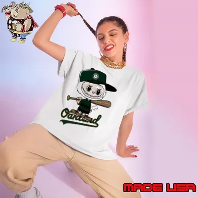 Labubu Charlie Brown Oakland Athletics Ladies tee