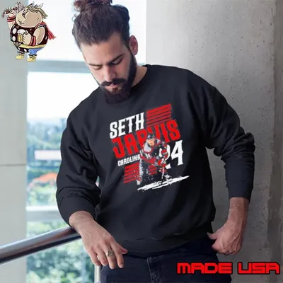 Seth Jarvis wearing the freddie 500 Sweatshirt