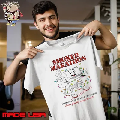 Smoker marathon 6 hours 225 degrees cartoon shirt