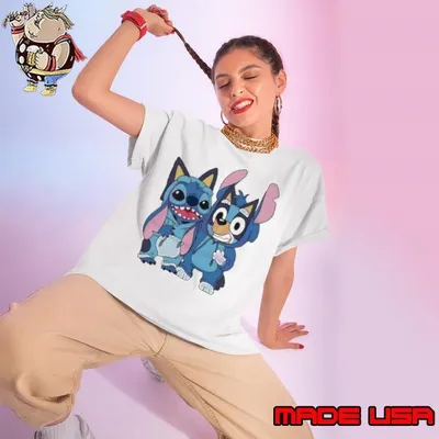 Stitch and Bluey bluey costume cute cartoon characters Ladies tee