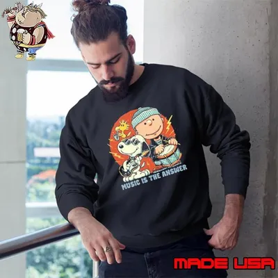 Woodstock Snoopy and Charlie Brown music is the answer Sweatshirt