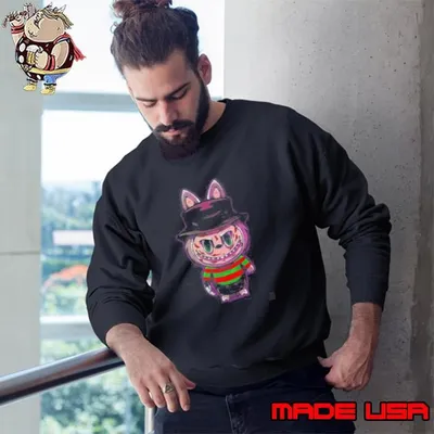 Labubu costume Freddy Krueger Happy Halloween horror character Sweatshirt