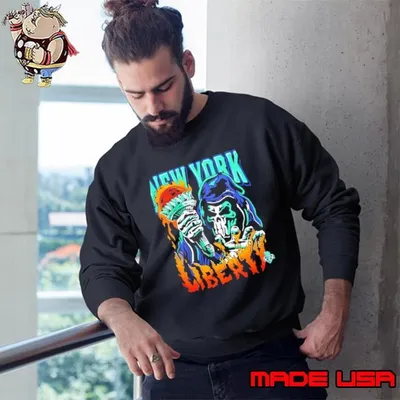 New York Liberty Fest Torch skeleton graphic Sweatshirt