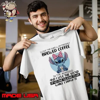 Stitch I love the smell of freshly Brewed Coffee in the Morning shirt