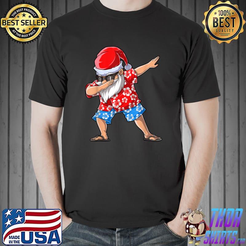 Dabbing Santa Christmas In July Boys Men Hawaiian Xmas Dab T-Shirt