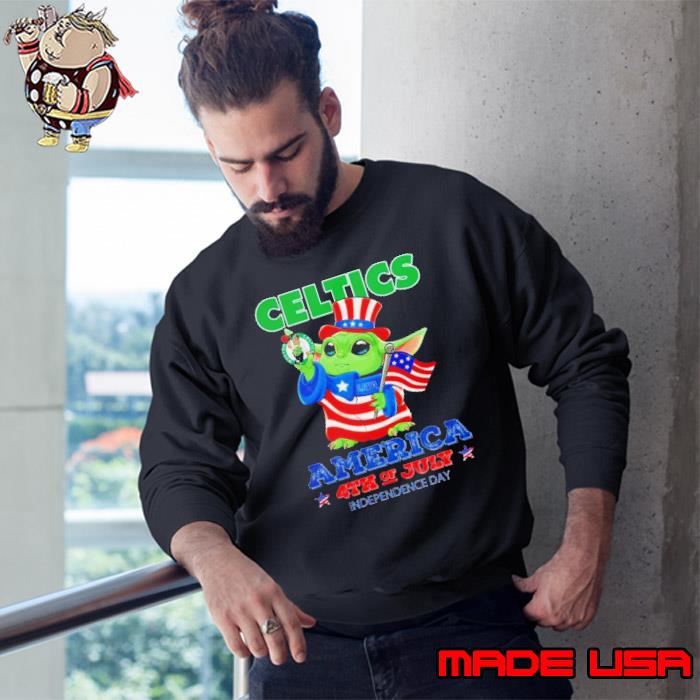 Boston Celtics Star Wars Baby Yoda America Independence Day Shirt Sweatshirt
