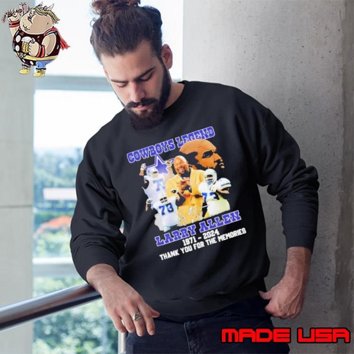 Cowboys Legend Larry Allen 1971-2024 Thank You For The Memories Signature Shirt