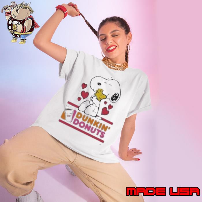 Snoopy And Woodstock Loves Dunkin’s Donuts Logo Shirt Ladies tee