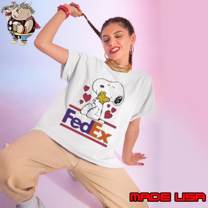 Snoopy And Woodstock Loves FEDEX Logo Shirt Ladies tee