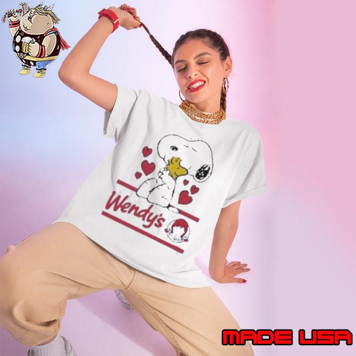 Snoopy And Woodstock Loves Wendy’s Logo Shirt Ladies tee