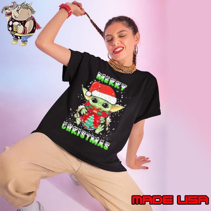 Yoda Santa Hug Balls Merry Christmas shirt