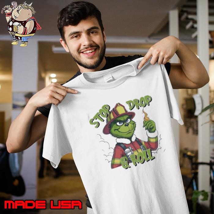 Grinch fireman stop drop and roll Merry Christmas Unisex