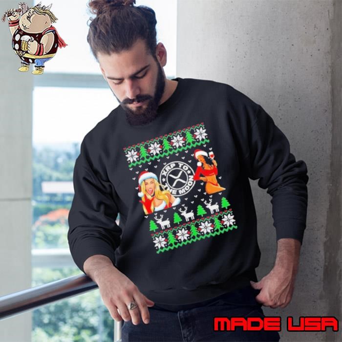 XRP to the moon ugly Christmas santa hat Sweatshirt