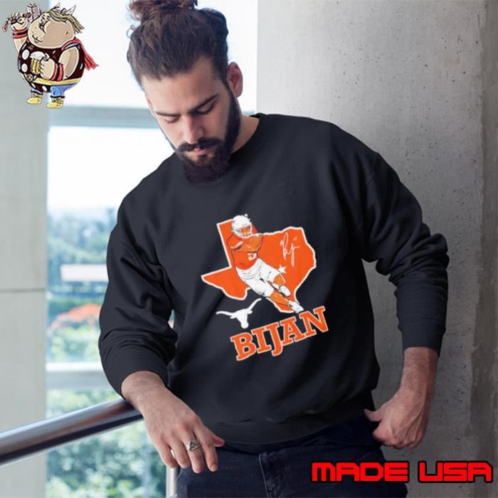 Texas Longhorns Football Bijan Robinson State outline signature shirt